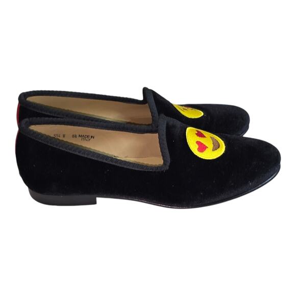 Del Toro Emoji Velvet Loafers Flats Shoes Black Italy smoking slippers SIZE 8.5 - Picture 4 of 12